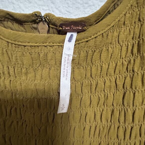 NEW Free People Temperley Jumpsuit Khaki Green Puff Sleeve Sm Goblincore Fairy - Picture 5 of 11